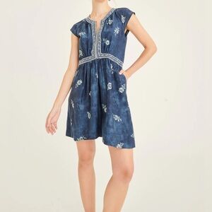 Secret Mission Mirelle Organic Cotton Embroidered Mini Dress Size Small NWT